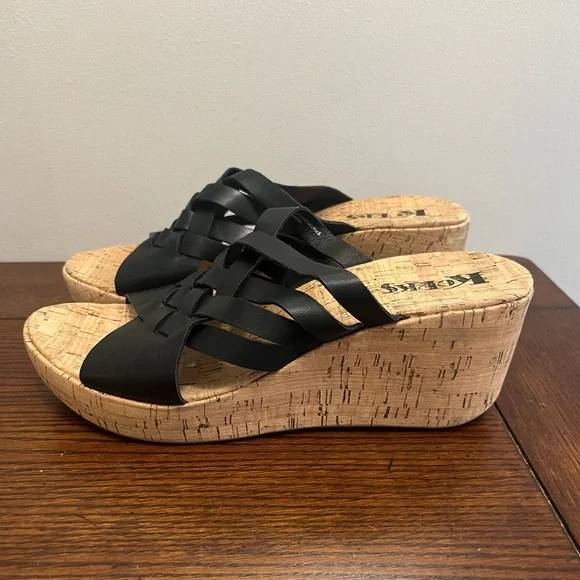 Korks Noelle black wedge sandal NEW size 9 - Picture 2 of 7